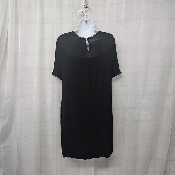 Knox Rose Black Embroidered Shift Dress Floral Boho Retro Festival M - Picture 7 of 13